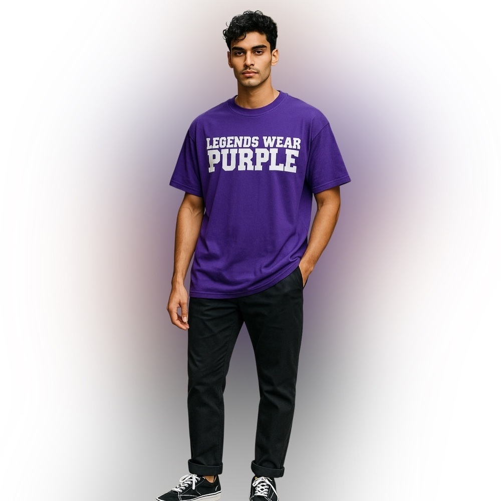 Legends Wear Purple Short Sleeve Tee Sz 2XL Ring Spun Crewneck Football Cotton